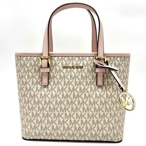 Michael Kors Jet Set Travel Extra-Small Logo Top-Zip Tote Bag Powder Blush Multi
